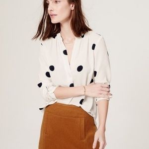 Loft cream & black polka dot tunic top